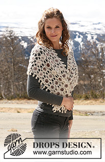 Frosted Flowers / DROPS 115-6 - Crochet DROPS Shawl in ”Alpaca” and ”Fabel”.