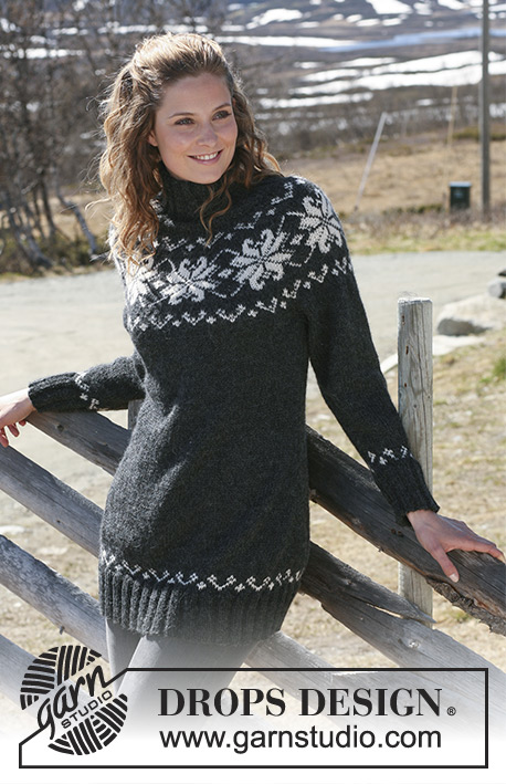 Midnight Rose / DROPS 116-12 - Knitted DROPS jumper with round yoke sleeves in 2 threads ”Alpaca”. Size S – XXXL.