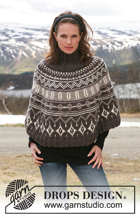 In the Alps / DROPS 116-20 - DROPS poncho in ”Alaska” with Norwegian pattern. Size S to XXXL. 