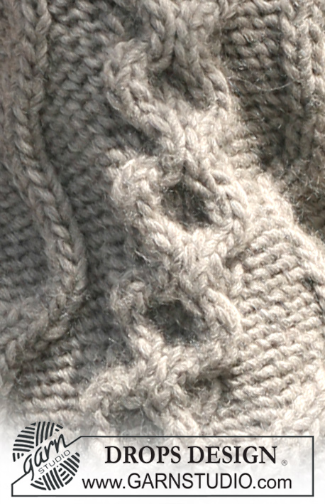 Endless Braid / DROPS 116-25 - DROPS Jacket knitted from side to side with cable pattern in ”Snow”. Size S to XXXL.