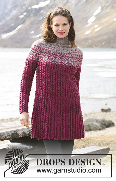 Katrina / DROPS 116-48 - DROPS Tunic in ”Karisma” with Norwegian pattern, cables and round yoke sleeves. Size S to XXXL.