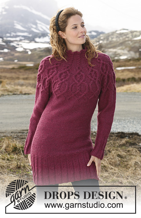 Alaskan Beauty / DROPS 117-13 - DROPS tunic in ”Alaska” with round yoke and cable pattern on yoke. Size S to XXXL.