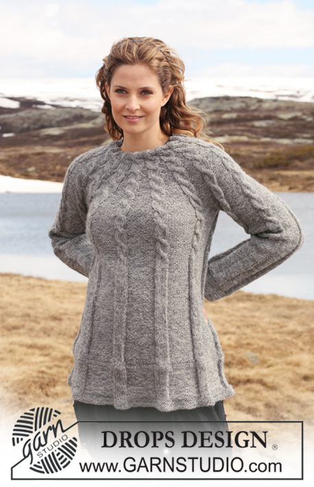 On The Hills / DROPS 117-2 - Knitted DROPS Jumper with cables in 2 threads ”Alpaca”. Size S to XXXL.
