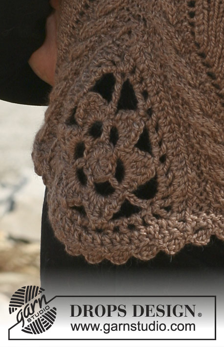 Miss Enid / DROPS 117-3 - Chaleco corto DROPS en “Alaska” con triángulos en ganchillo / crochet a los lados. Talla XS a XXL.
