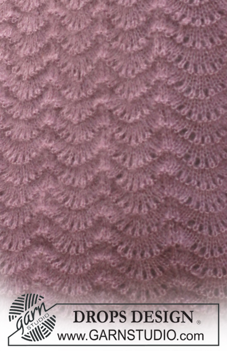 Rose Valley / DROPS 117-36 - Set comprises: Knitted DROPS hat and shawl with wavy pattern in ”Kid-Silk” and ”Alpaca”.