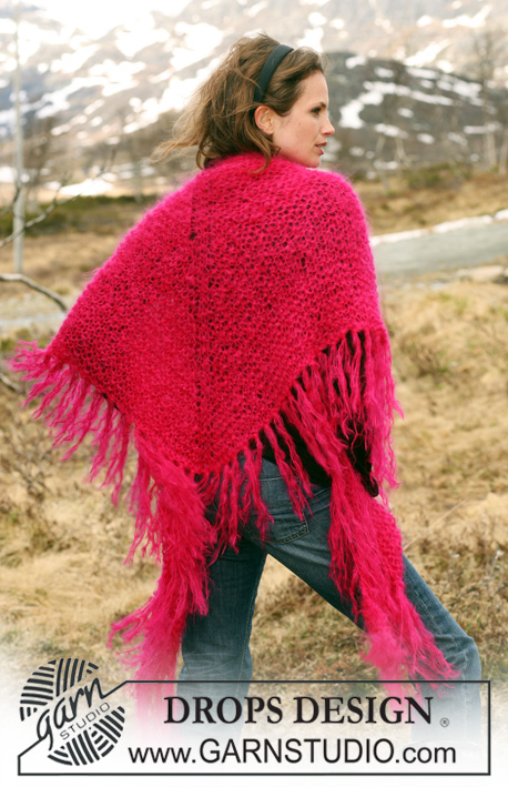Corrida / DROPS 117-37 - DROPS shawl with tassels in ”Vienna” or Melody.