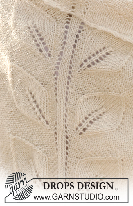 Spring Leaf / DROPS 118-2 - DROPS šátek s lístkovým vzorem z přízí „Alpaka“ a „Kid-Silk“