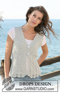 Vested lnterest / DROPS 118-26 - Crochet DROPS waistcoat with fan pattern in ”Cotton Viscose”. Size XS - XXL.