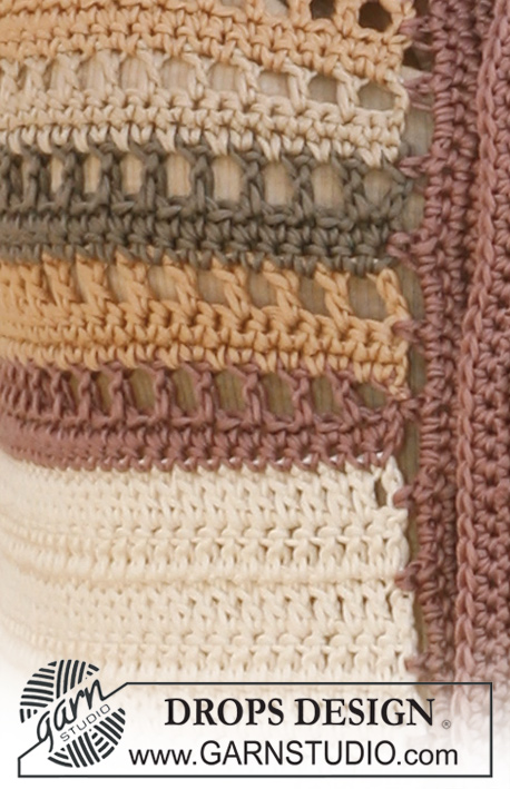 Lady of the Cliffs / DROPS 118-28 - Crochet DROPS jacket with stripes in ”Muskat”. SIZE S - XXXL