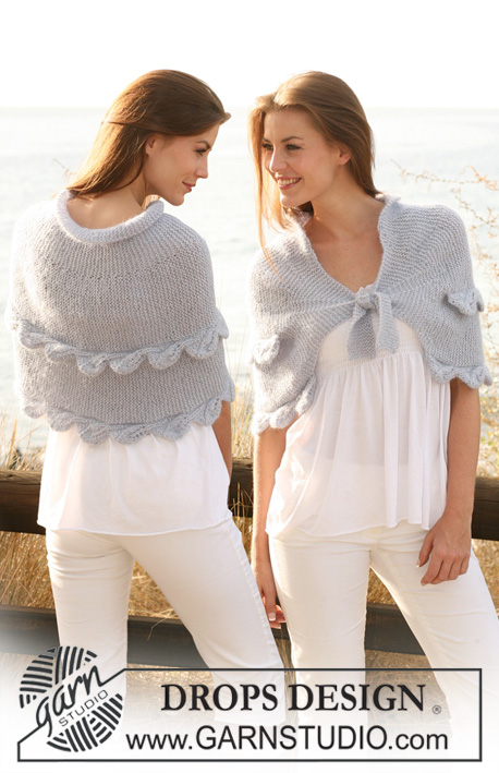Way Beyond / DROPS 119-16 - DROPS shoulder wrap with leaf pattern in ”Alpaca” and ”Kid-Silk”. Size S - XXXL. 