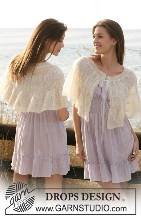 Fairy's Shrug / DROPS 119-17 - Short DROPS cape in ”Kid-Silk” with shirred pattern. Size S -XXXL.