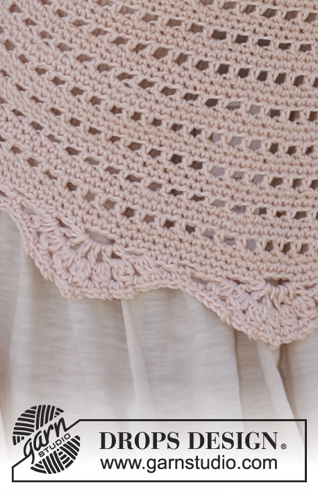 Peach Perfection / DROPS 119-22 - Crochet DROPS waistcoat in ”Muskat”. Size S - XXXL.