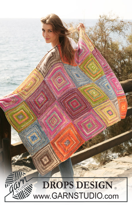Mexico / DROPS 119-43 - DROPS blanket with squares in garter st in  ”Fabel”. 