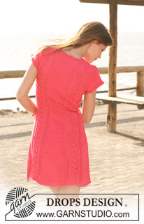Peach Day / DROPS 120-41 - DROPS dress in ”Muskat” with lace pattern and short sleeves. Size S to XXXL.