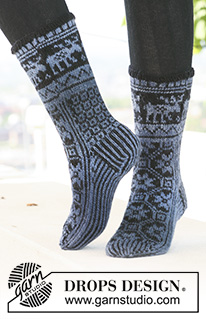 Free patterns - Christmas Socks & Slippers / DROPS 121-3