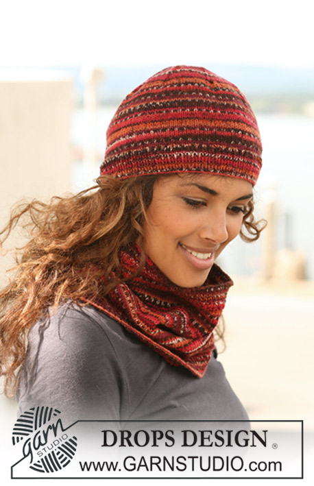 Funfair / DROPS 122-33 - Set comprises: DROPS hat and neck warmer in stocking st in ”Fabel”.
