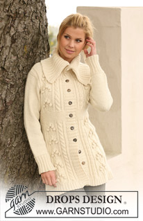 Warm Wishes / DROPS 123-12 - Knitted DROPS jacket with textured pattern and large collar in ”Nepal”. Size S - XXXL.
