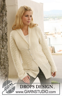 Simply Amanda / DROPS 123-4 - Knitted DROPS jacket with wavy pattern and collar in ”Alpaca” and ”Vivaldi”.
