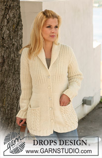 Mandy / DROPS 124-4 - Knitted DROPS jacket with textured pattern and pockets in ”Nepal”. Sizes S to XXXL