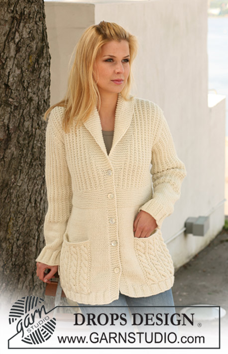 Mandy / DROPS 124-4 - Knitted DROPS jacket with textured pattern and pockets in ”Nepal”. Sizes S to XXXL