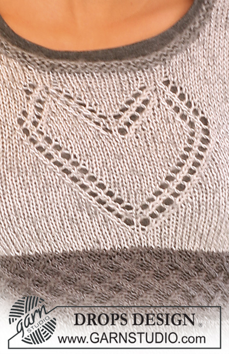 I Love Lucy / DROPS 125-1 - Vestito DROPS in maglia in ”Delight”, ”Kid-Silk” e ”Cotton Viscose” con un cuore sul davanti. Dal XS al XXXL