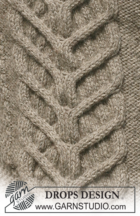 Fishtail / DROPS 125-24 - Gebreide DROPS trui met korte of lange mouwen met kabels en gerstekorrel van ”Nepal”. Maat S - XXXL.
