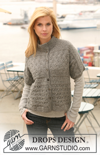 Monaco / DROPS 125-28 - Knitted DROPS jacket with short sleeves and lace pattern in ”Classic Alpaca” or Puna. Size S - XXXL.