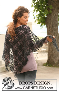 Black swan / DROPS 125-3 - Crochet DROPS shawl in ”Kid-Silk”.