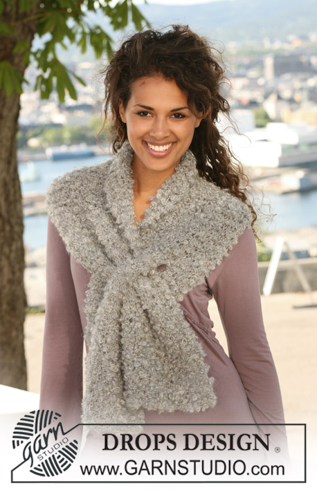 DROPS 125-6 - DROPS scarf in garter st in 1 thread ”Puddel” or 2 threads Alpaca Bouclé.