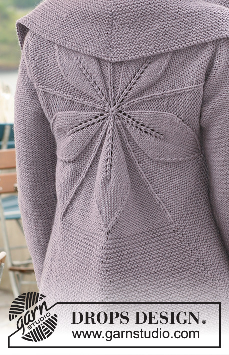 Fleur du Népal / DROPS 126-1 - DROPS Kruhový svetr - kabátek s květinovým vzorem z příze Nepal.