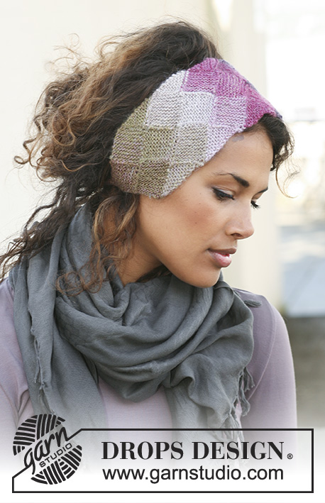 Mirage / DROPS 126-13 - Knitted DROPS ear warmers with entrelac pattern in ”Delight”.