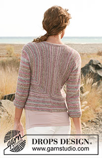 Mitre / DROPS 127-12 - Knitted DROPS jacket in garter st and stripes in Fabel and Alpaca. 
Size: S - XXL.
