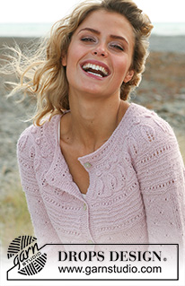 Prairie Song / DROPS 127-13 - Knitted DROPS jacket with lace pattern and round yoke in Alpaca. 
Size: S - XXXL.
