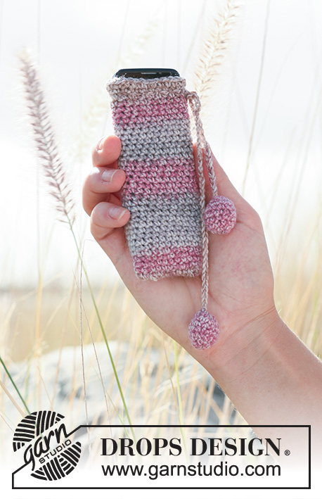 Call for Spring / DROPS 127-18 - Crochet DROPS cell phone cozy in Fabel.