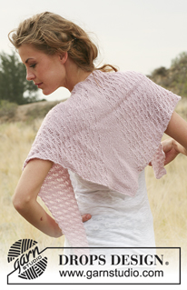 Good Morning / DROPS 127-30 - Knitted DROPS shawl with lace pattern in Alpaca. 