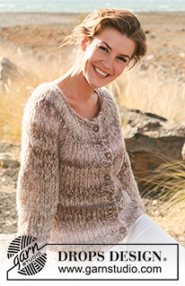 Sand Safari / DROPS 127-5 - Knitted DROPS jacket in stocking st with round yoke in Verdi. Size: S to XXXL.