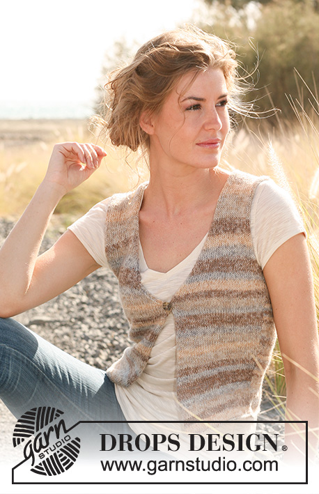 Country Soil / DROPS 128-15 - Knitted DROPS vest in ”Fabel”. 
Size: S - XXXL.  

