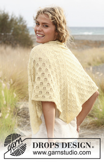 Petit Canari / DROPS 129-11 - Knitted DROPS shawl with lace pattern in Alpaca.