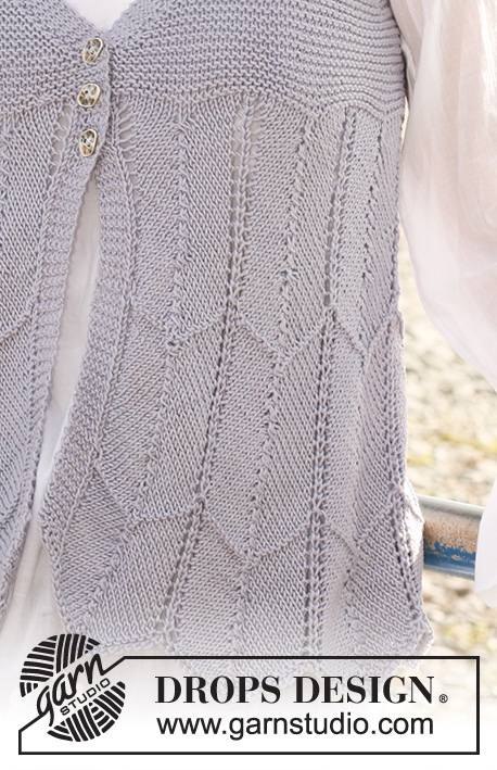 Falling Feathers Vest / DROPS 129-14 - Knitted DROPS vest with zigzag pattern in Muskat. Size: XS - XXL. 