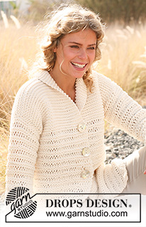 Sommerkveld / DROPS 129-22 - Knitted DROPS jacket in garter st with dropped sts in Ice. Size: S - XXXL.