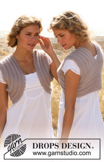 Eight / DROPS 129-26 - Knitted DROPS bolero with textured pattern in Alpaca and Kid-Silk. Size: S - XXXL.