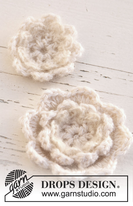 Blooming Peonies / DROPS 129-41 - Crochet DROPS flowers in ”Alpaca” and 2 threads ”Kid-Silk”. 