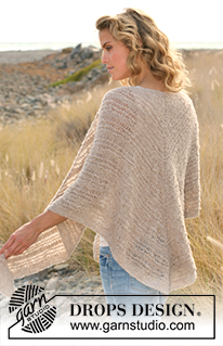 Harvest Dreams / DROPS 130-25 - Knitted DROPS shawl with long sts in ”Alpaca Bouclé”.
