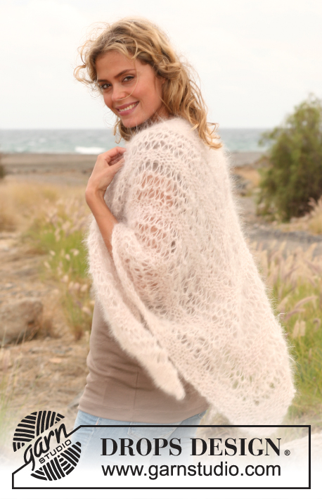Spume / DROPS 130-26 - Knitted DROPS shawl with long stitch pattern in Vienna or Melody.