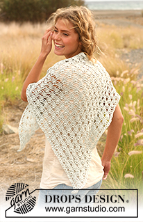 Diamond Ring / DROPS 130-32 - Crochet DROPS shawl in Cotton Viscose.