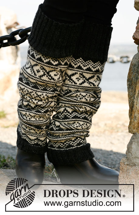 Nordic Night / DROPS 131-15 - Knitted DROPS long leg warmers with Norwegian pattern in ”Karisma”. 