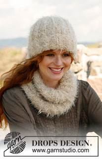 Cozy / DROPS 131-32 - Set consists of: Knitted DROPS hat and neck warmer in English rib in “Symphony” and “Alpaca Bouclé”. 