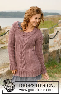 A Taste of Fall / DROPS 132-3 - Knitted DROPS jumper with cables in ”Andes” or “Snow”. Size: S - XXXL.