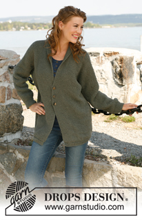 Sheer Comfort / DROPS 132-31 - Knitted DROPS wide jacket in moss st in ”Lima”. Size: S - XXXL