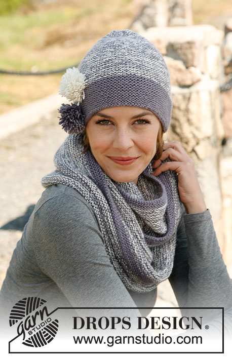 Charleston / DROPS 133-19 - Knitted DROPS hat and neck warmer in 2 strands ”BabyAlpaca Silk”.